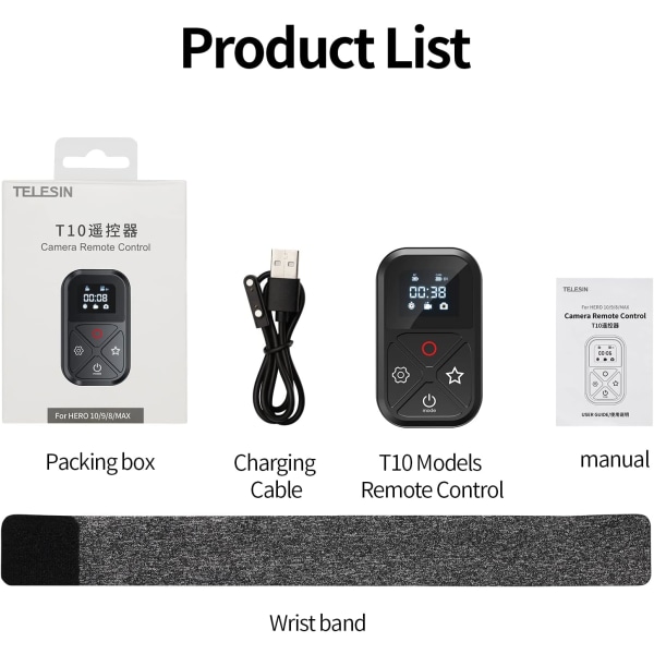 WiFi Smart Fjärrkontroll - Vattentät kamerakontroll med LCD-skärm - för GoPro Hero 10/9 Black Fjärrkontroll för GoPro 10/9 (för Hero 10/9 Black)