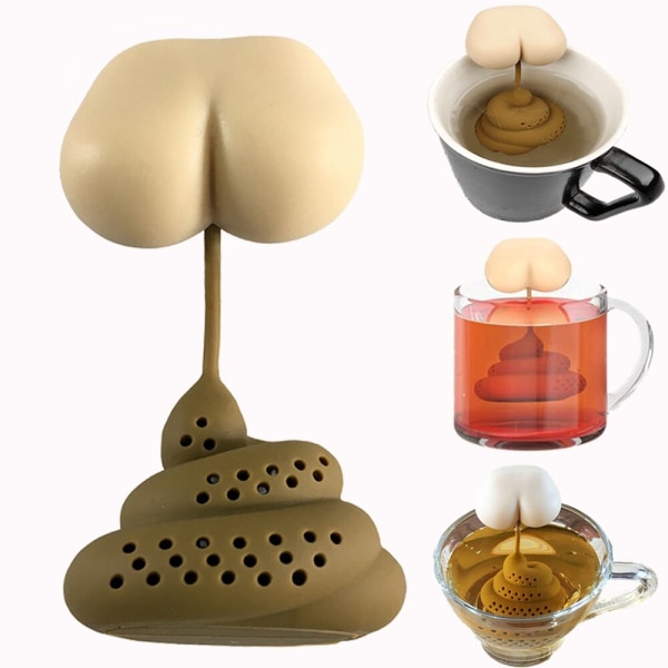 Teinfuser Sil, Poop-formade Tepåsar, Infuserfilter, Krydda för Bryggning av Te, Diffuser, Tesil, Kreativ Rolig Tekanna
