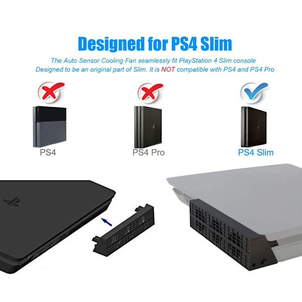 Temperaturreglerande Kylfläkt för Sony PS4 Slim Kylare Speltillbehör för PlayStation4 PS4 Slim Spelkonsol