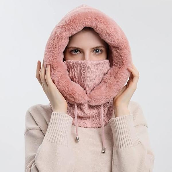 Dam Vintermössa Hattar Ett Stycke Fleecefodrad Stickad Balaclava