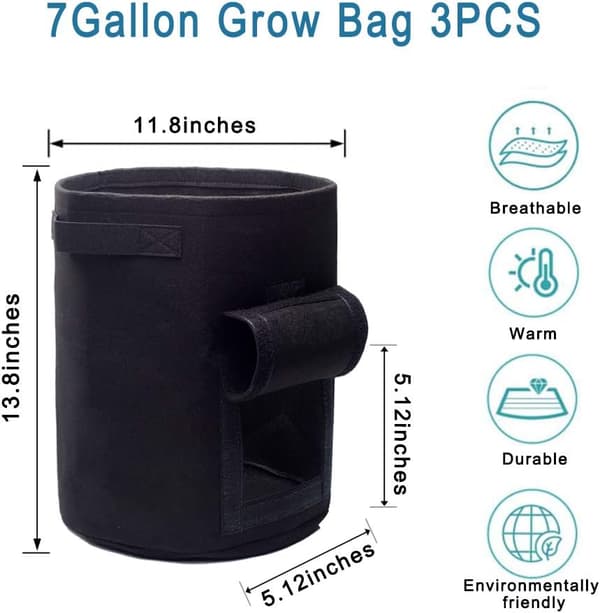 1 odlingspåse, 7 gallon förtjockad planteringsväska, potatisgrönsaker