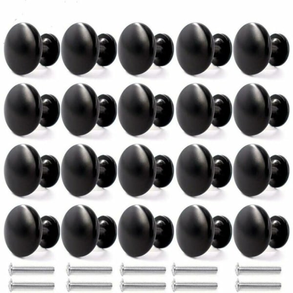 20-pack Dörrknoppar Lådknoppar 30mm Vintage knoppar Möbelskåp Knoppar för köksskåp (svart)