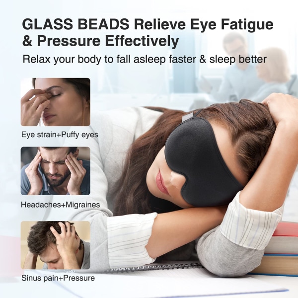 Nattmask, 3D-viktad sömnmask för män och kvinnor, Ögonmask Cover för sömn Blockerande ljus för mörka ringar och ögon