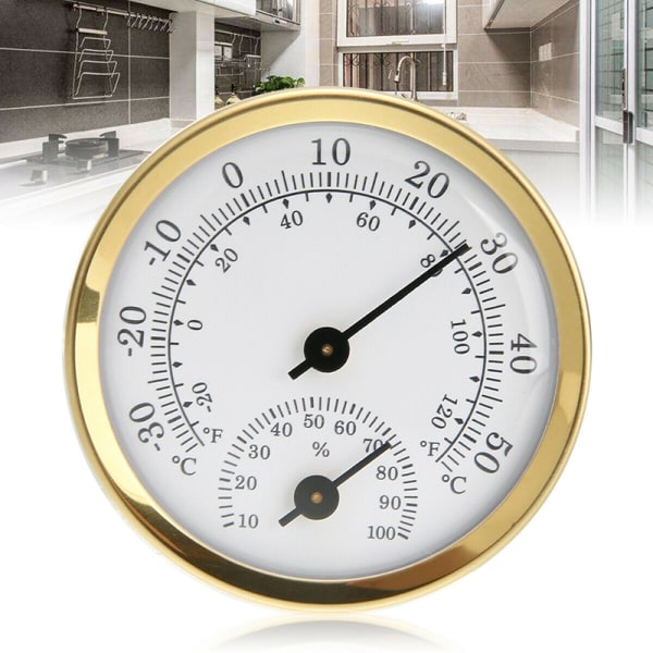Inomhus Analog Luftfuktighet och Temperaturmätare Hygrometer Silver