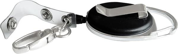 Infällbar märkesrulle med klolås och klämma för ID-korthållare (2-pack)