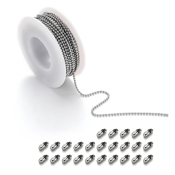 10 m kulkedjor i rostfritt stål halsband med 20 st kopplingar spännen silver pärlkedja 2.5mm