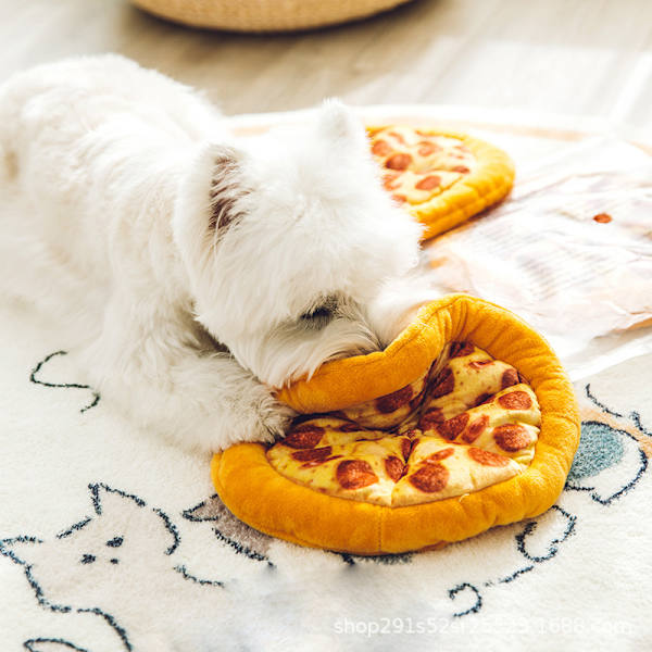 Hundens luktleksak i pizzoform, stark, tålig mot bett och tuggning, interaktiv träningsleksak med ljud