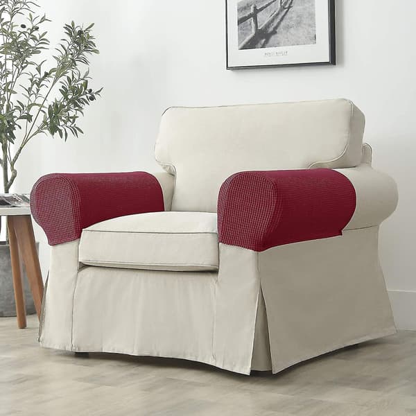 Fåtölj armstödsskydd stretch soffa armstödsskydd armstödsöverdrag för stolar Burgundy