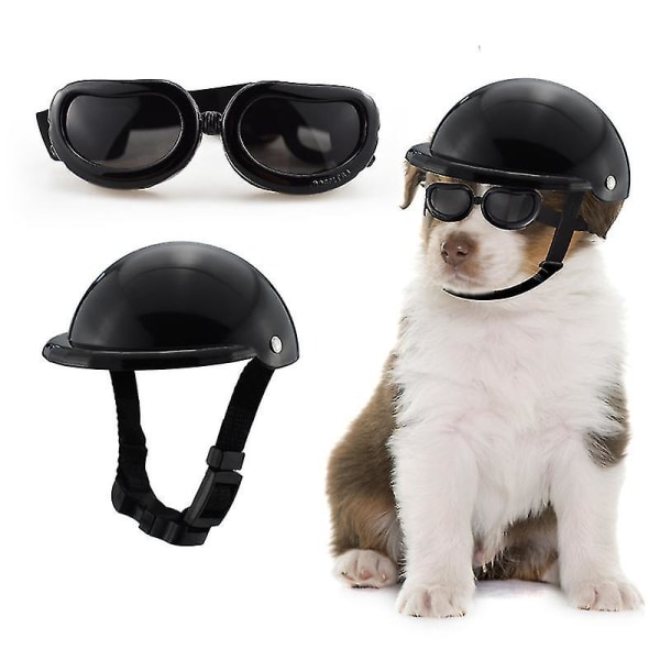 Hundhjälm Glasögon Set Husdjurshjälm Solglasögon Hundar Justerbar Hund Motorcykel Säkerhet Hattar