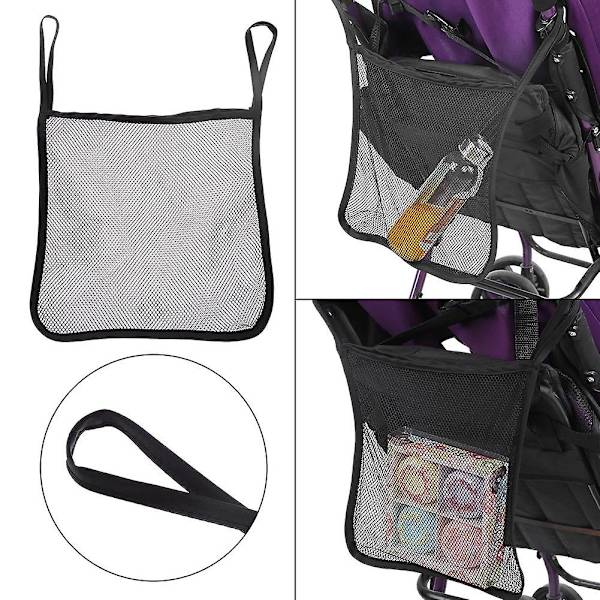 4 st Baby, Polyester Hängande Barnvagnsnätväskor Organizer 11,8\"x11,8\" (svart)