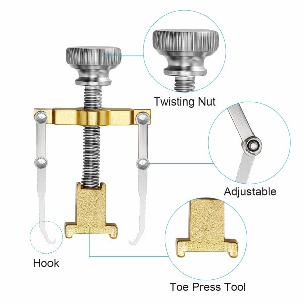 2-delad tånagellyftare Inåtväxande tånagelverktyg Fotvårdsverktyg i rostfritt stål (guld) Guld
