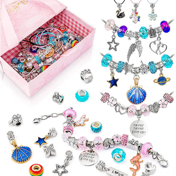 60 stycken barnsmycken, charm armband för flickor, smyckestillverkning för barn