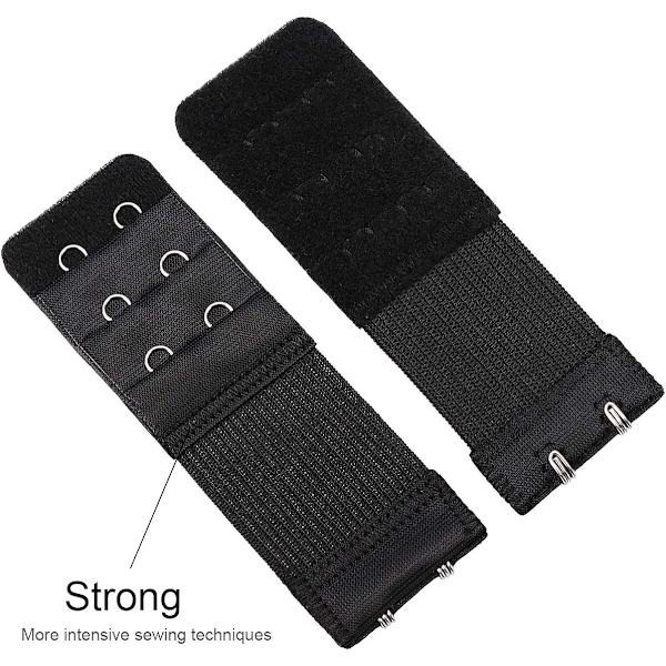 BH-förlängare i 6 delar - Elastisk förlängare - 2 krokar 3 rader Svart