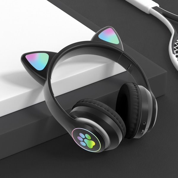 Kattöron Luminous Bluetooth Hörlurar Vikbara Hörlurar Black