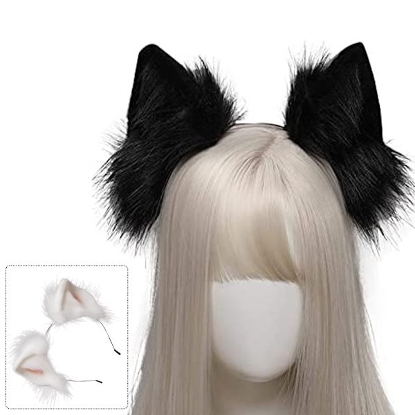Cosplay Rävöron Pannband Hårband Hårklämmor Halloween Kostym Party Huvudbonader Vit