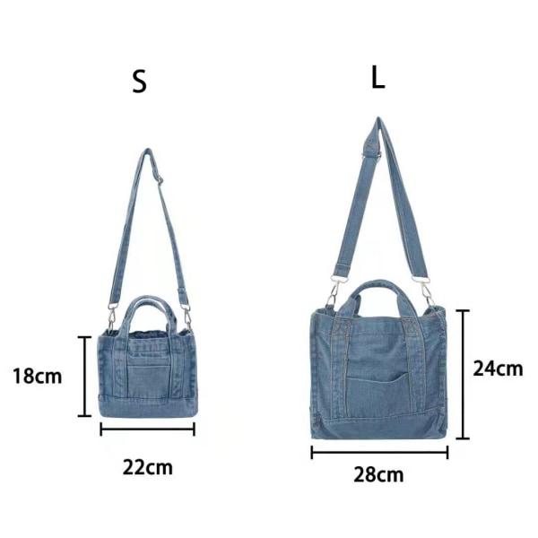Heyone jeansväska Jean resväskor för kvinnor Strandväska jeansväskor och handväskor för tonårsflickor kvinnor L(28*22CM)