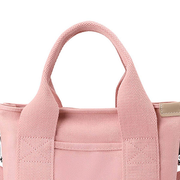 Modecanvasväska, tygväska förvaringsväska Handväska med flera fickor Handväska med stor kapacitet Handväska med flera fickor för resor pink