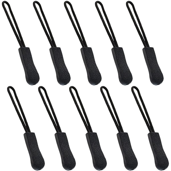 Dragkedja - Svart nylon dragkedja med halkfritt grepp (10 st)