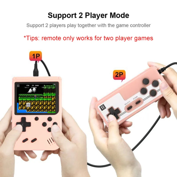 Retro bärbar mini handhållen videospelskonsol 8 bitar 3,0 tum färg LCD-spelspelare Inbyggd 500 spel för barn present Grey color