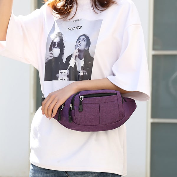 Midjeväska Herr Dam Fanny Pack Semesterpengar Bältespåse purple