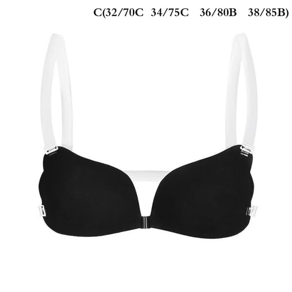 1:a Kvinnor Osynlig BH Push Up Silikon BH med Transparent C Black