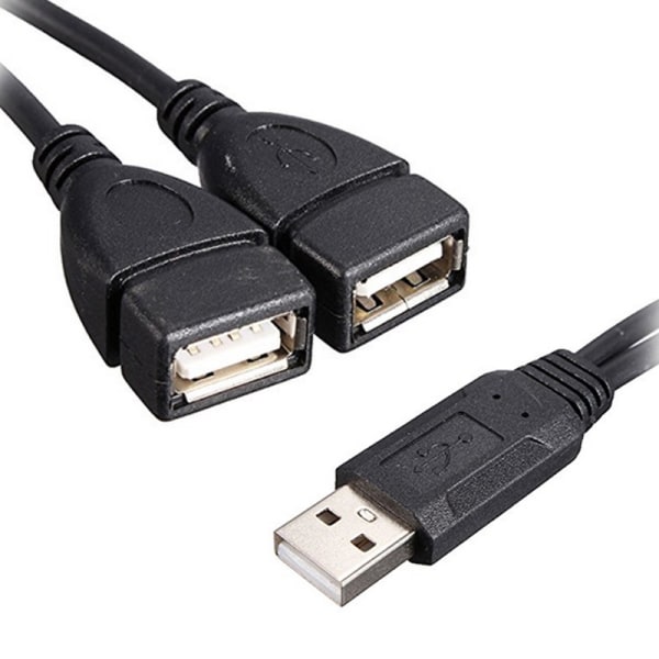 1* USB 2.0 A hane till 2 dubbla hona Jack Y Splitter Hub Power