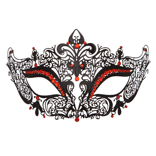 Metall diamant ihålig mask järnmask maskerad rekvisita (typ B) Black Red