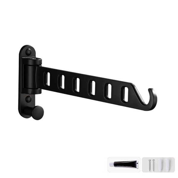 Väggmonterad klädhängare Torktumlare Vikbar Klädhängare Metall Förvaringsställ för Hem Sovsal Balkong Heavy Duty Hängare Black