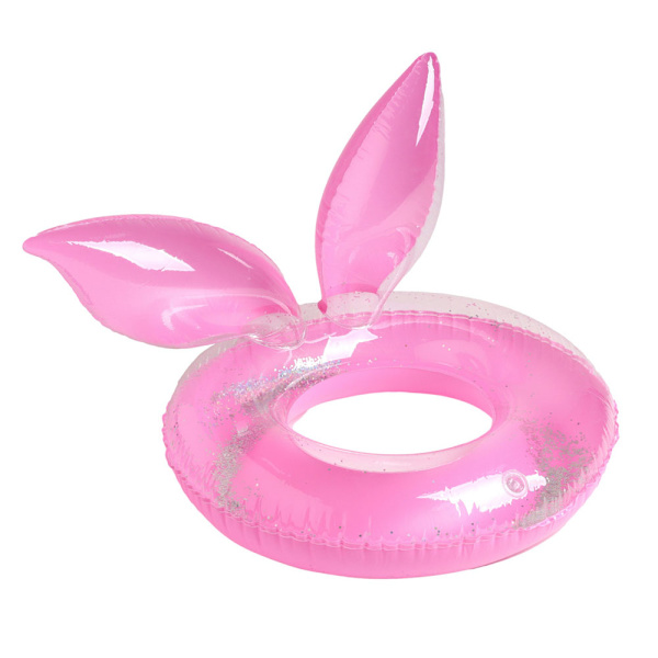 Uppblåsbar Pool Float Ring och Solstol fylld med Sparkle Confetti, Kaninöron Simring