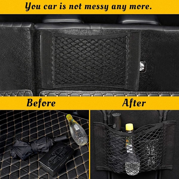 Förvaringsnät, 2 st Bilförvaring Mesh Bag Organizer för flaskor Gro