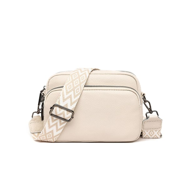 crossbody väska Dam läder liten axelväska med dragkedja white