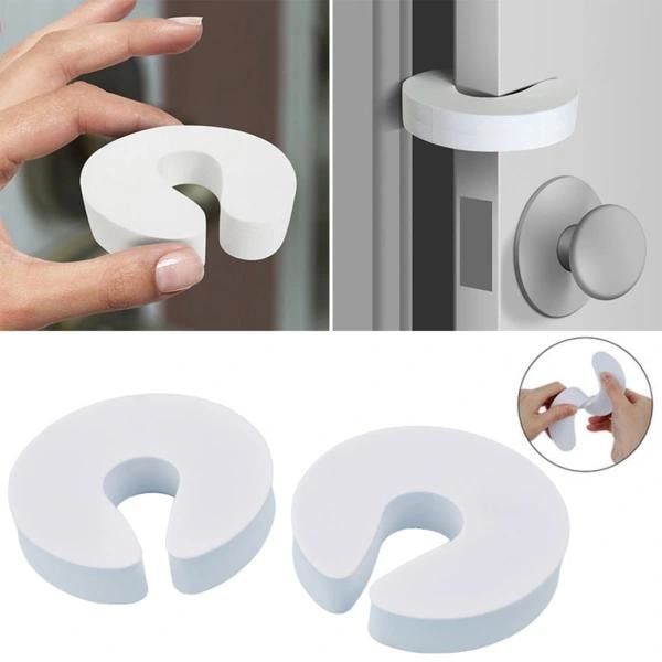 3-pack vita dörrstopp för barn - klämskydd