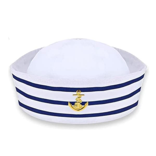 Sailor Hat - Yacht Captain Hat - Blue and White Sailor Hat - Costume Accessory (Simple Style)
