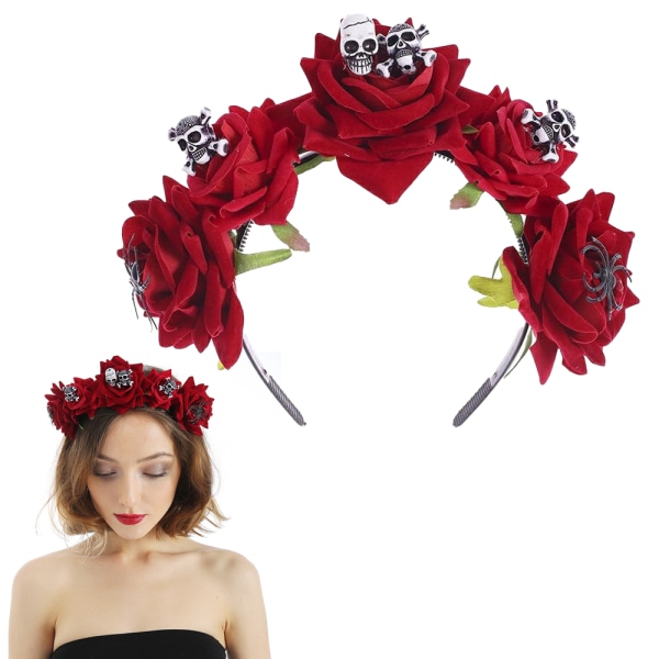 Halloween Skull Pannband Day of the Dead Dräkt Flower Crown