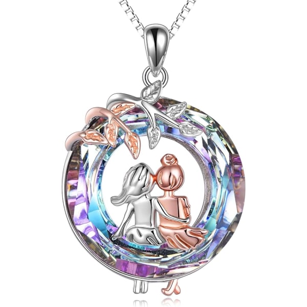 Systerpresenter från syster sterling silver hjärta halsband kvinnliga vänskapssmycken