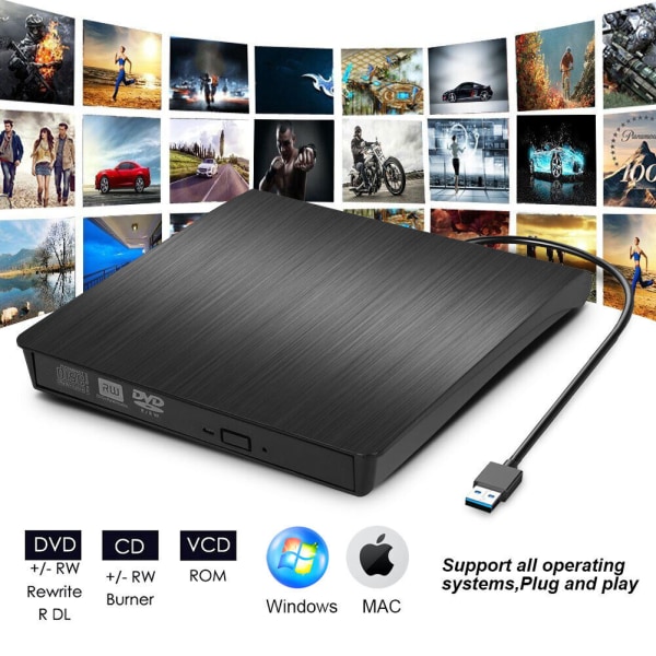 Extern DVD-enhet USB 3.0 CD DVD-RW-brännare för PC Laptop