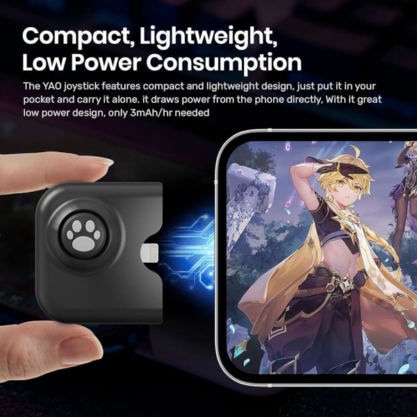 Yao L1 PRO Mobilspelkontroll Joystick för iPhone (iOS 13.4 eller senare, för iOS-mobilspel)
