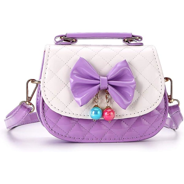 Små flickor Bowknot Pu Cross Body handväska Mini Fashions Tote Messenger Bag med handtag