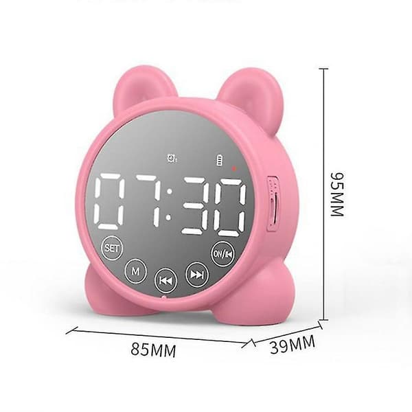 Barnklocka, sömnutbildningsklocka med nattlampa och ljudmaskin, barnväckarklocka för sovrum, rosa
