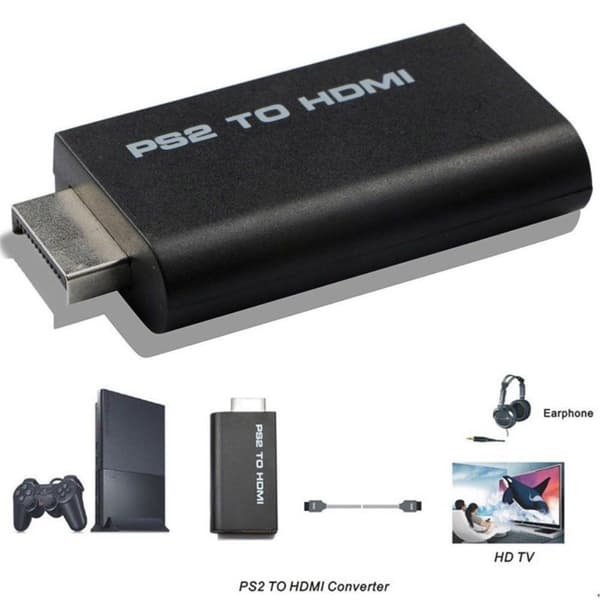 PS2 till HDMI med AUX-adapter Svart