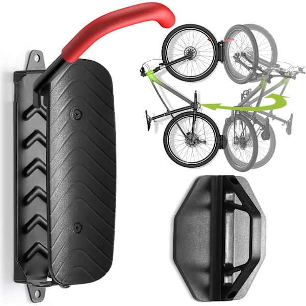 Roterbart cykelväggfäste, cykelhängare för garage och inomhusförvaring, vertikalt cykelställ rymmer upp till 35 kg, 2-pack, svart