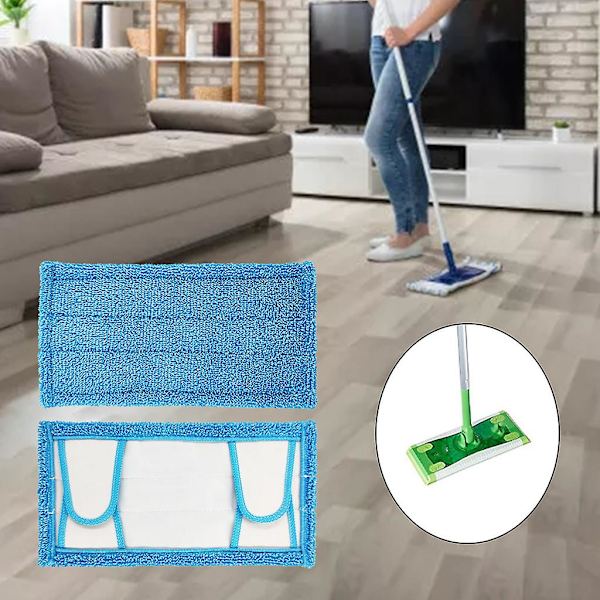 2st Golvmopp Tyg Tvättbar Mopp Pad för Swiffer Sweeper Mopp