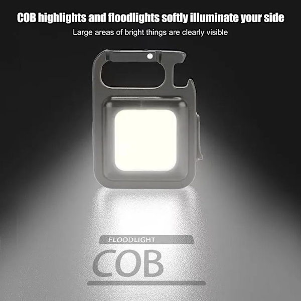 COB Ficklampa Mini Bärbar Nyckelringlampa 4 Belysningslägen EDC Fackla