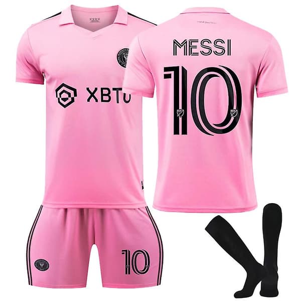 Inter Miami Lionel Messi #10 Fotbollströja Set -1 L pink