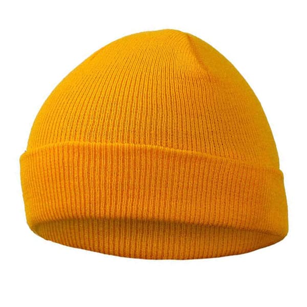 Höst- och vintermössa i stickad enfärgad design för dam och herr dark yellow