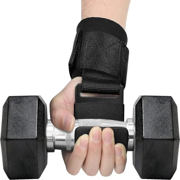 Tyngdlyftskrokar (par), kraftiga handledsremmar Handgrepp för marklyft, pull ups, axelryckningar, gymhandskar för män och kvinnor