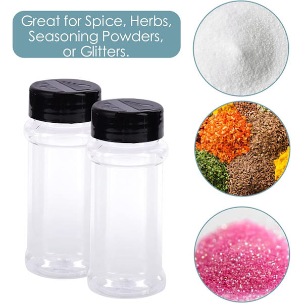 Kryddburkar 14-pack 3 oz klara plastkryddburkar med shakerlock och etiketter, tomma kryddflaskor Plastkryddbehållare för förvaring av Spice Her
