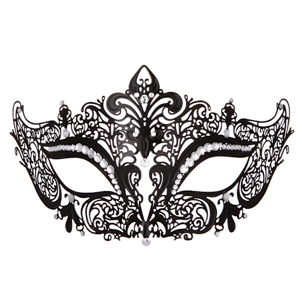 Metall diamant ihålig mask järnmask maskerad rekvisita (typ B) Black White