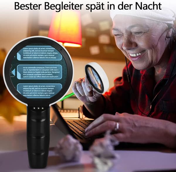 Förstoringsglas med ljus, 30x förstoring