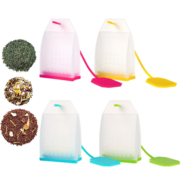 4-pack teinfuser för lös te-tesil, tesil tekanna silikon te-infuser